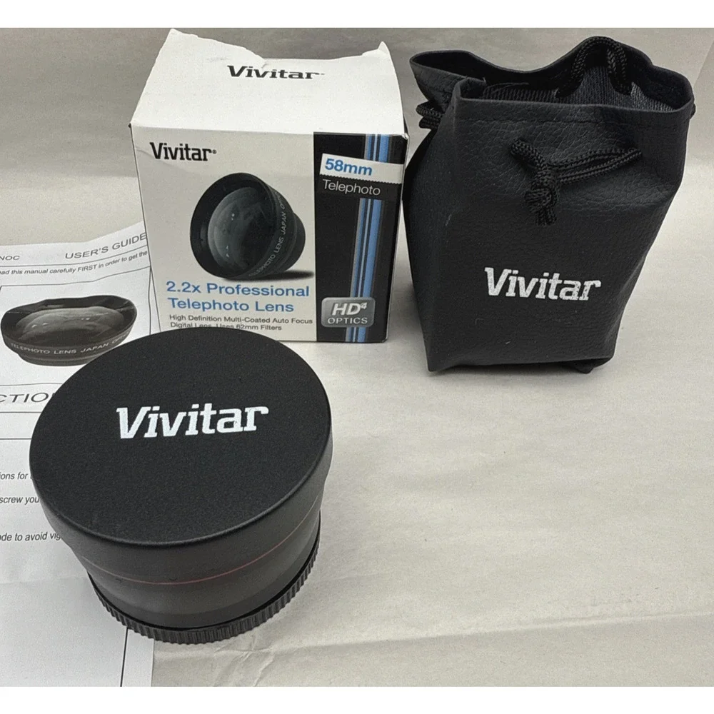 Vivitar 2.2x Professional Telephoto Lens 58mm HD4 Optics VIV-58T Unused *READ...
